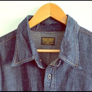 JEANS SHOP XL 100% Denim Button Down Shirt